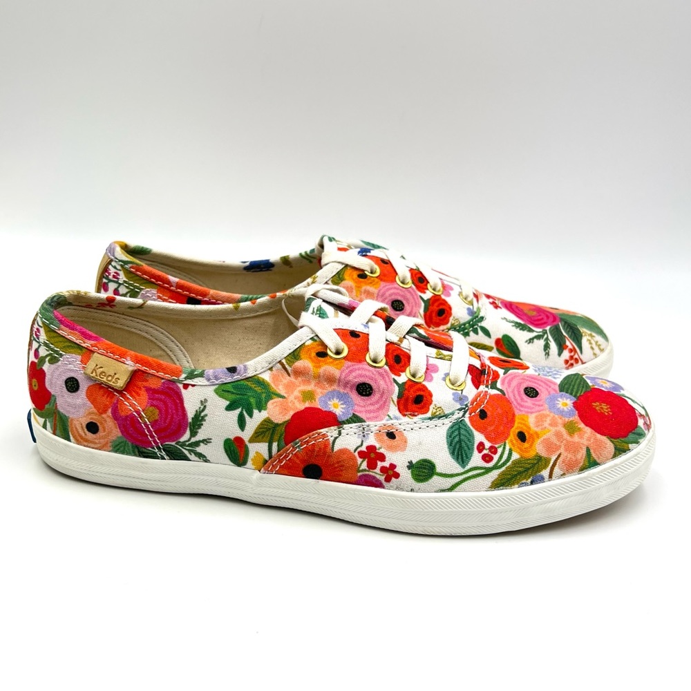 Keds Rifle Paper Size 5 Floral Print Orange Red White Green Pink Sneakers‎ Shoes